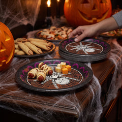 Spooky Halloween Haunted House 6.75" Round Paper Plates