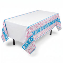 Pink or Blue? Baby Shower Plastic Table Cover