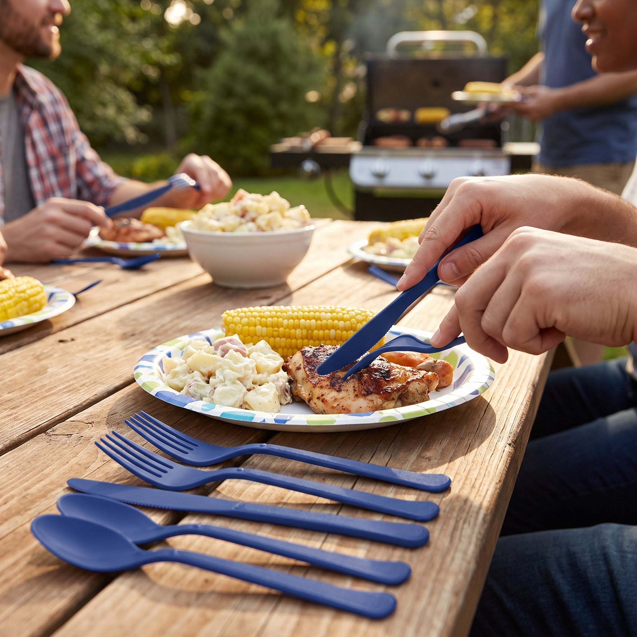True Navy Plastic Cutlery Set - Assorted - 7.5 in.