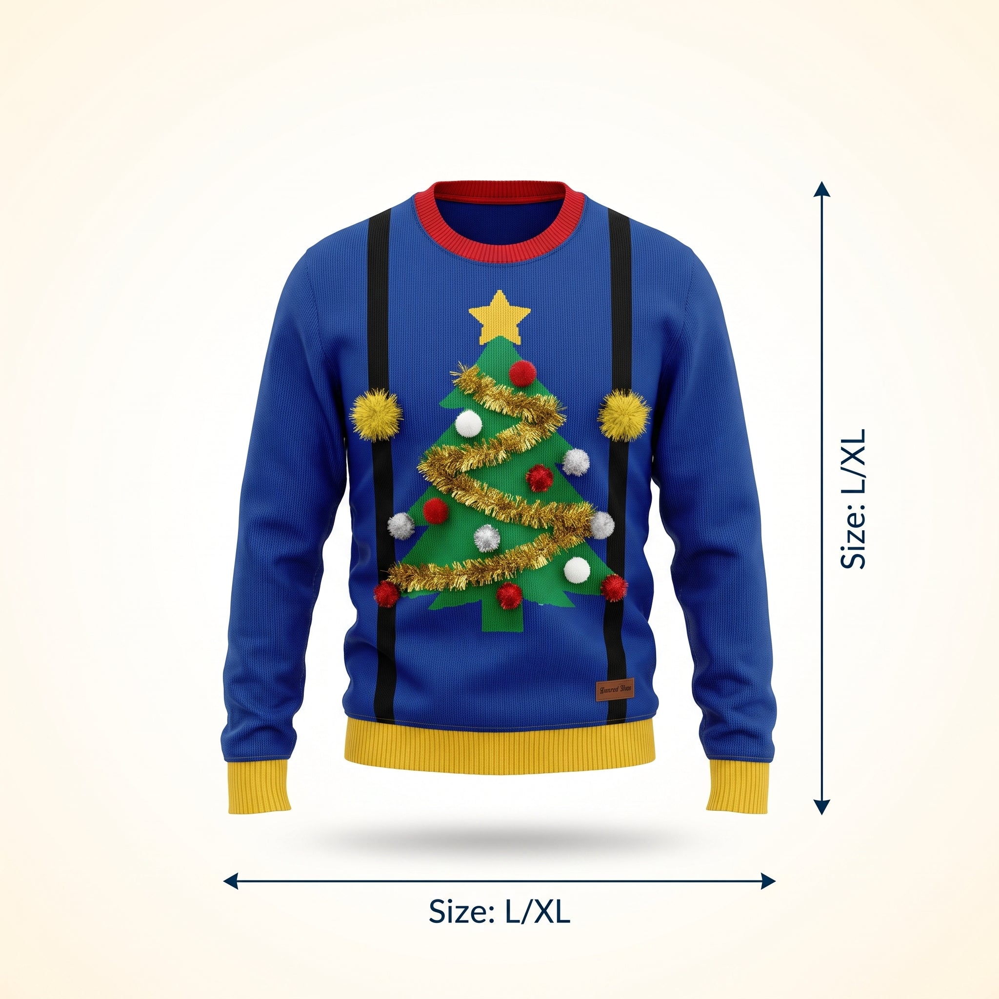 Men's Ugly Christmas Tree Sweater - Blue, L/XL - Adult L/XL