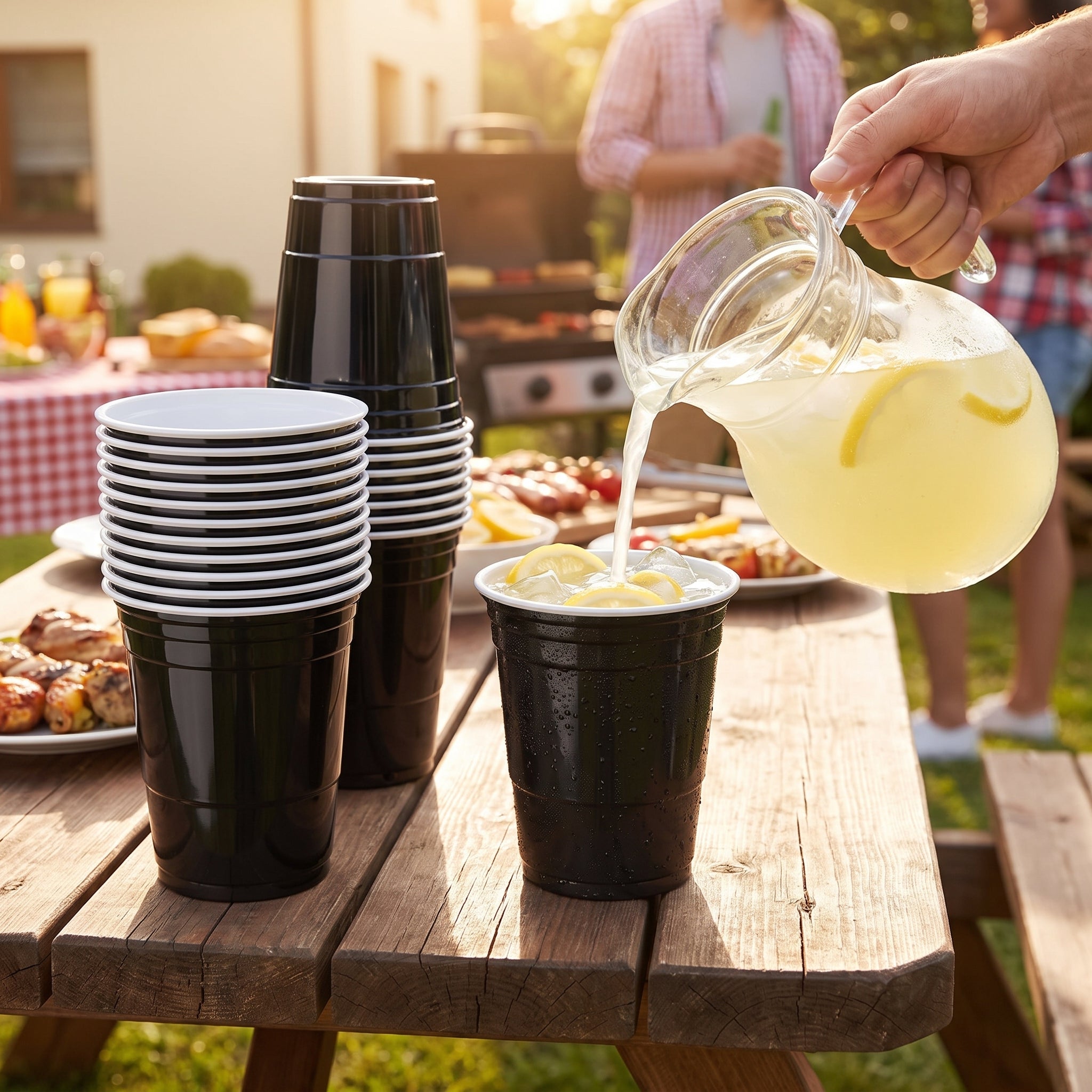 Elegant Black 18oz Plastic Party Cups - Pack of 50