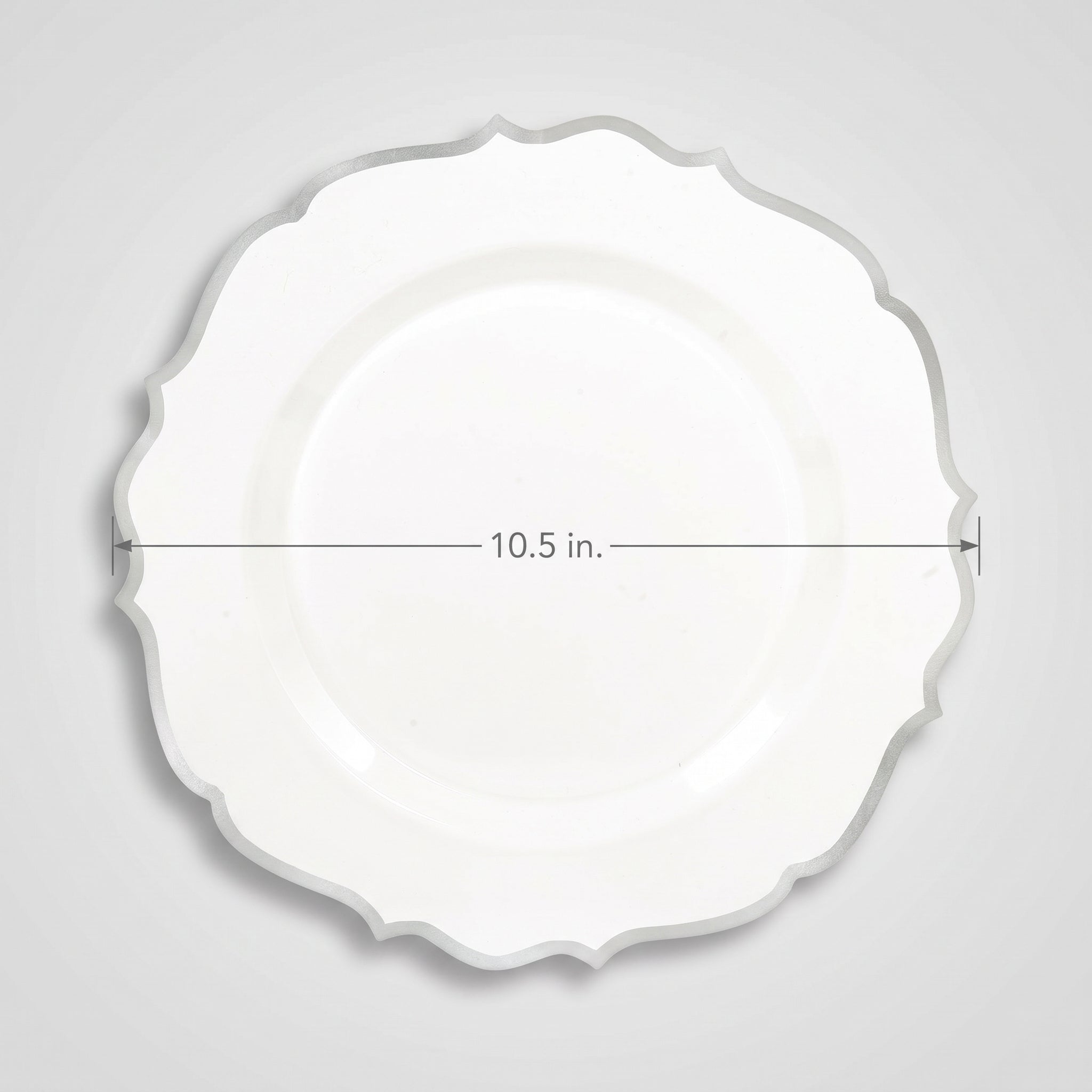 Elegant 10.5" Premium Plastic Dinner Plates with Silver Trim - 20 Pack