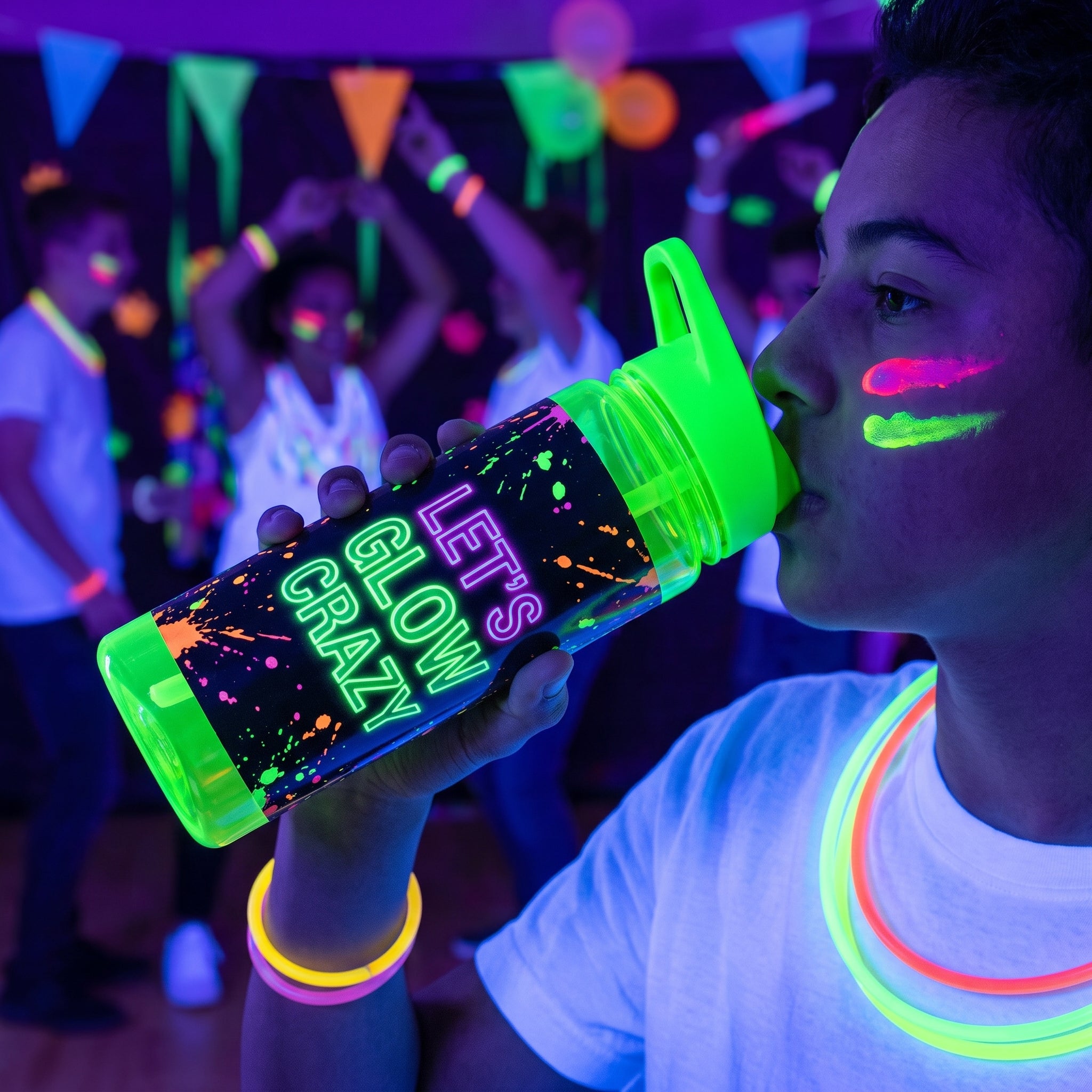 Let's Glow Crazy Plastic Water Bottle