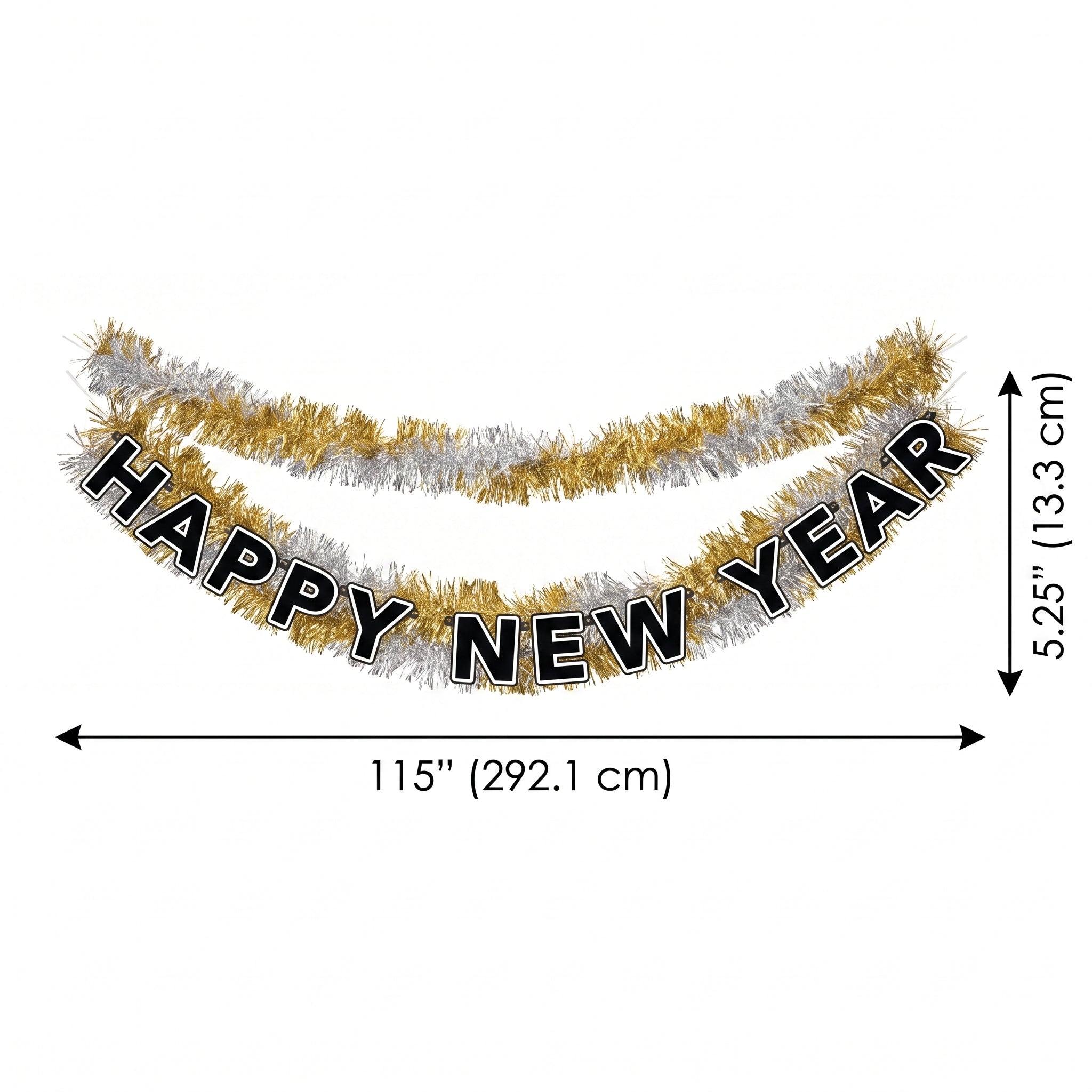 "Happy New Year" Tinsel Garland Banner Kit, 3-Piece Set
