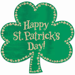 St. Patrick's Day Glitter Shamrock Wall Cutout Decoration, 16-Inch
