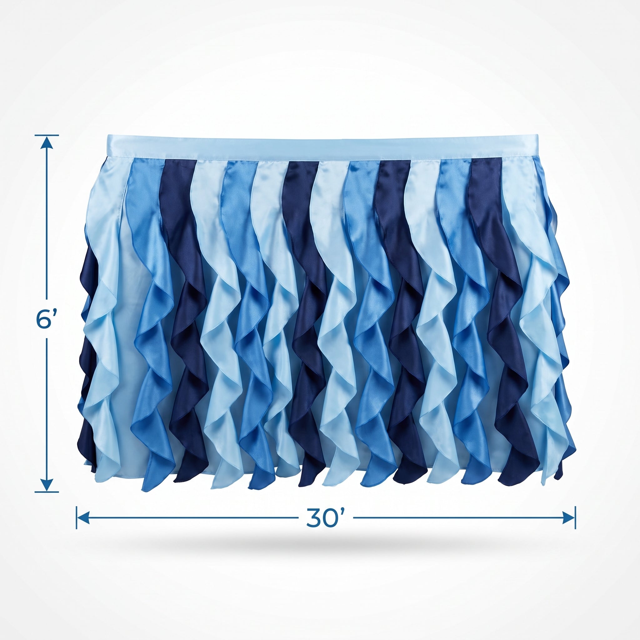 Blue Fabric Ruffle Table Skirt for Baby Showers