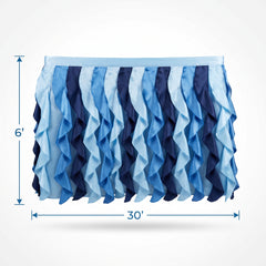 Blue Fabric Ruffle Table Skirt for Baby Showers