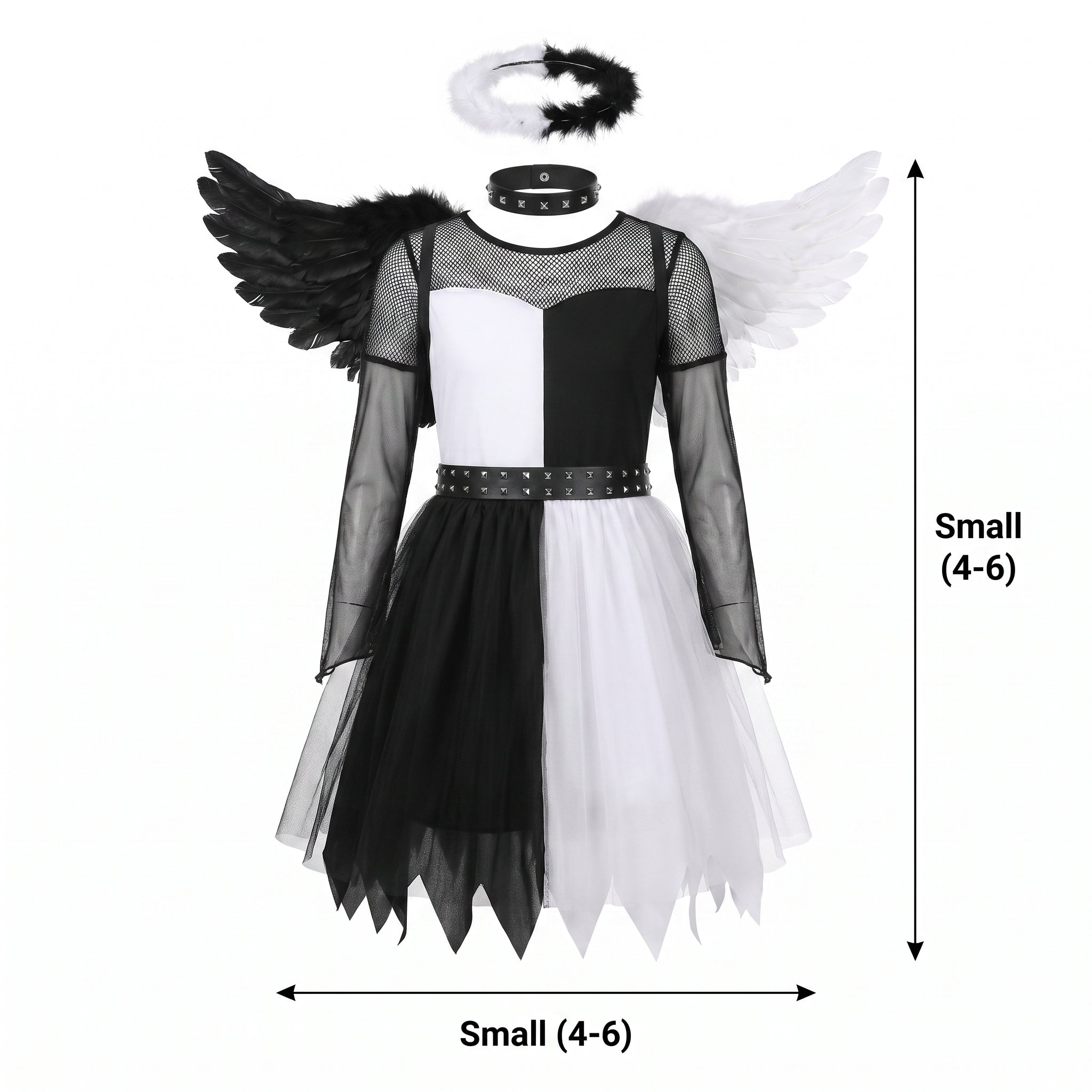 Twisted Angel Girl's Halloween Costume with Wings & Halo