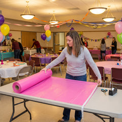 Bright Pink Plastic Table Cover Roll - 40" x 100'