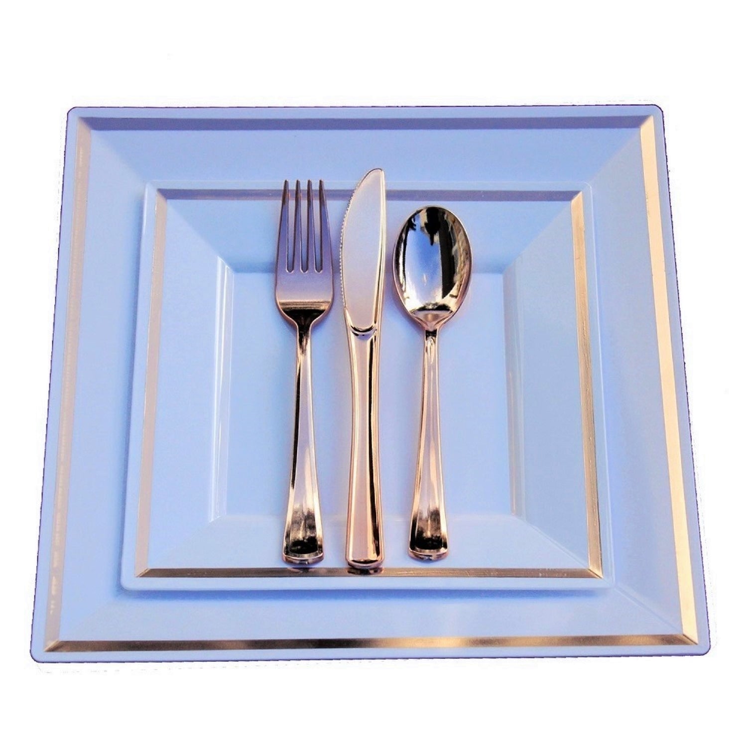 60 Piece Rose Gold Square Plates Set | 7.25 In. & 10 In.