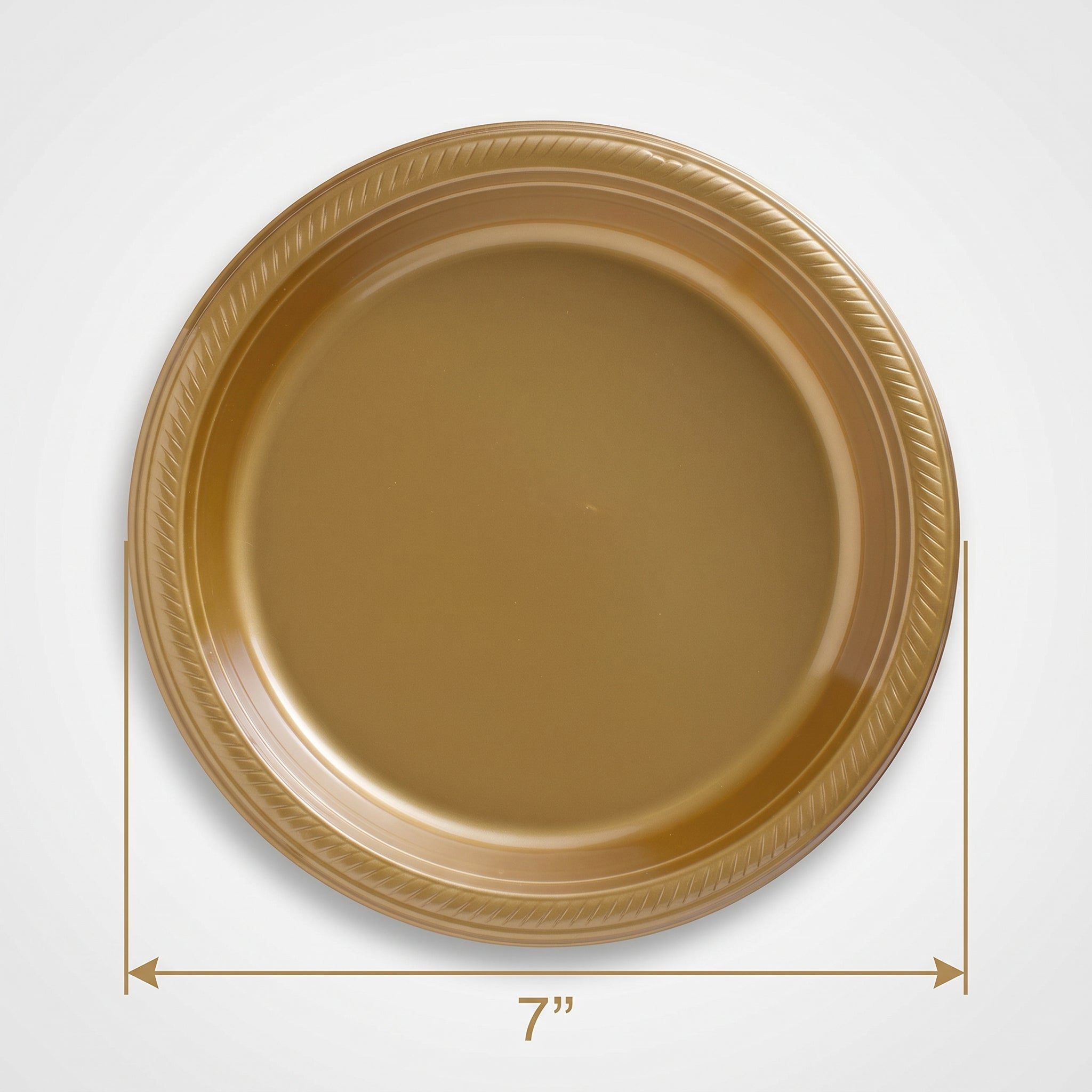 Gold 7" Round Plastic Plates - Pack of 50