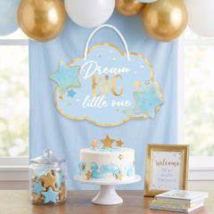 "Dream Big Little One" Hanging Sign Decoration for Baby Boy Showers