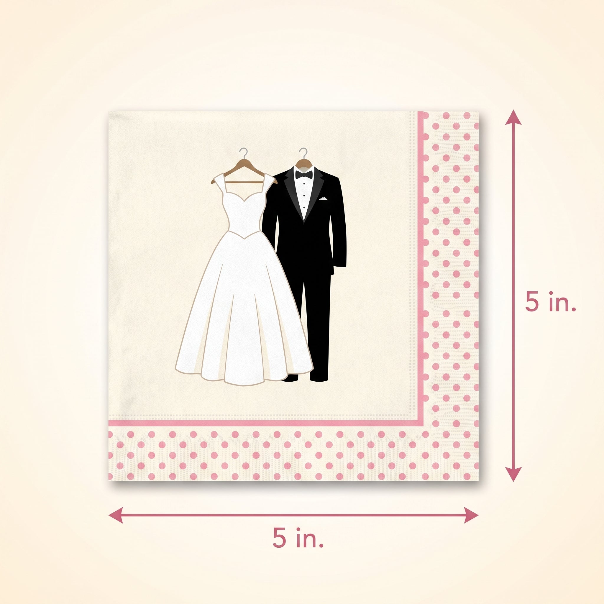 Elegant Wedding Attire Beverage Napkins - 5 In. X 5 In.