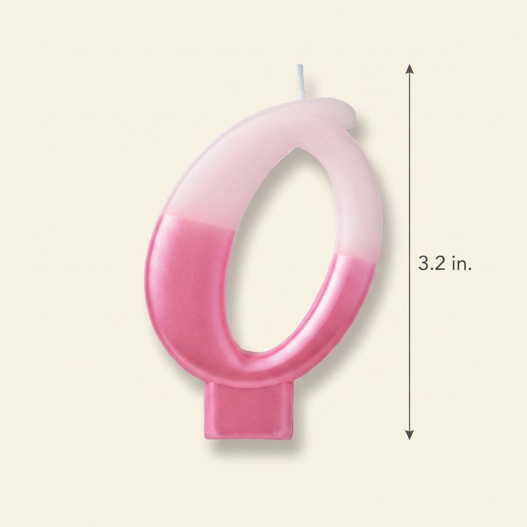 Metallic Pink Number "0" Birthday Candle, 3.2-Inch