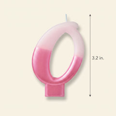 Metallic Pink Number "0" Birthday Candle, 3.2-Inch
