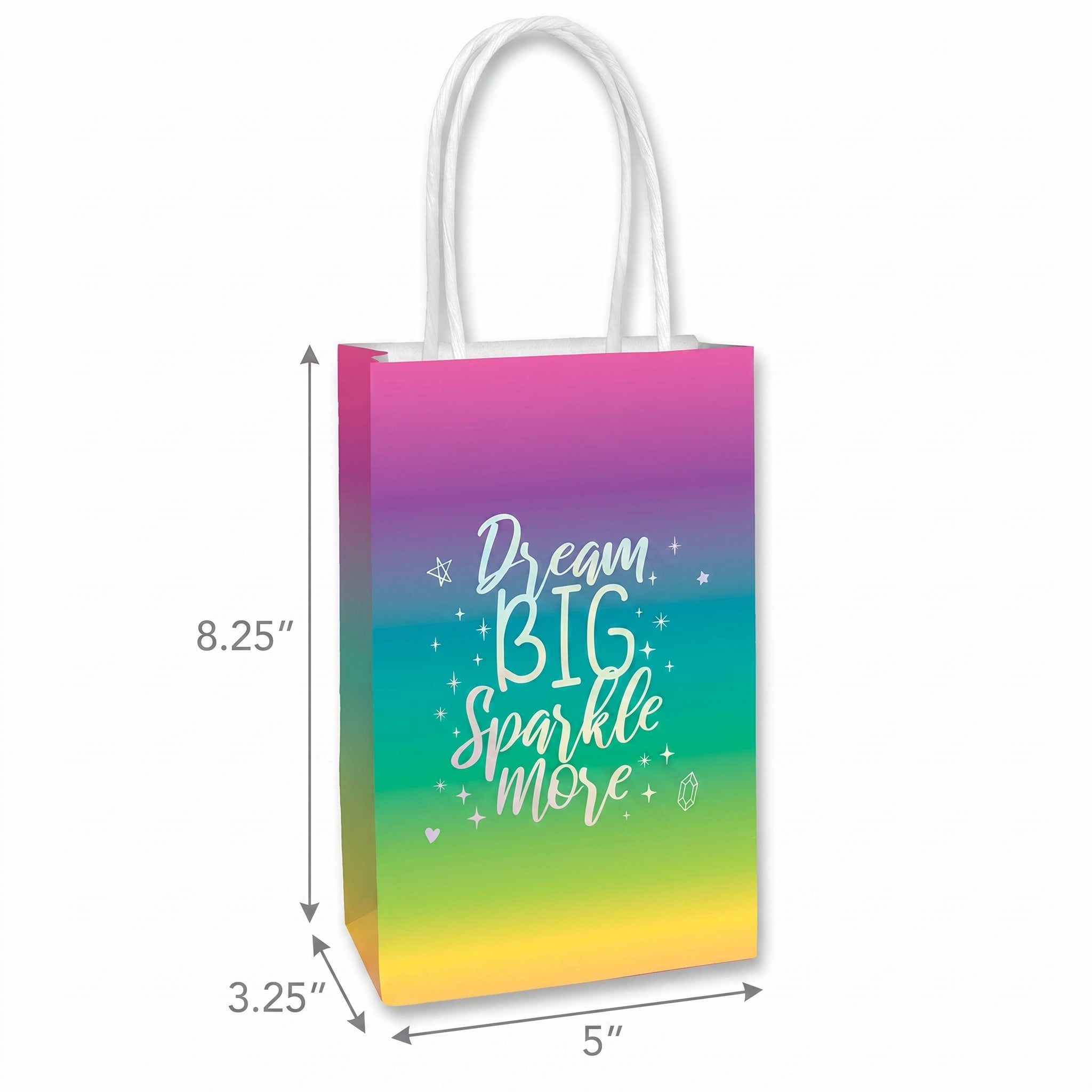 Dream Big Sparkle More Kraft Gift Bags, 12-inch, 8-Pack