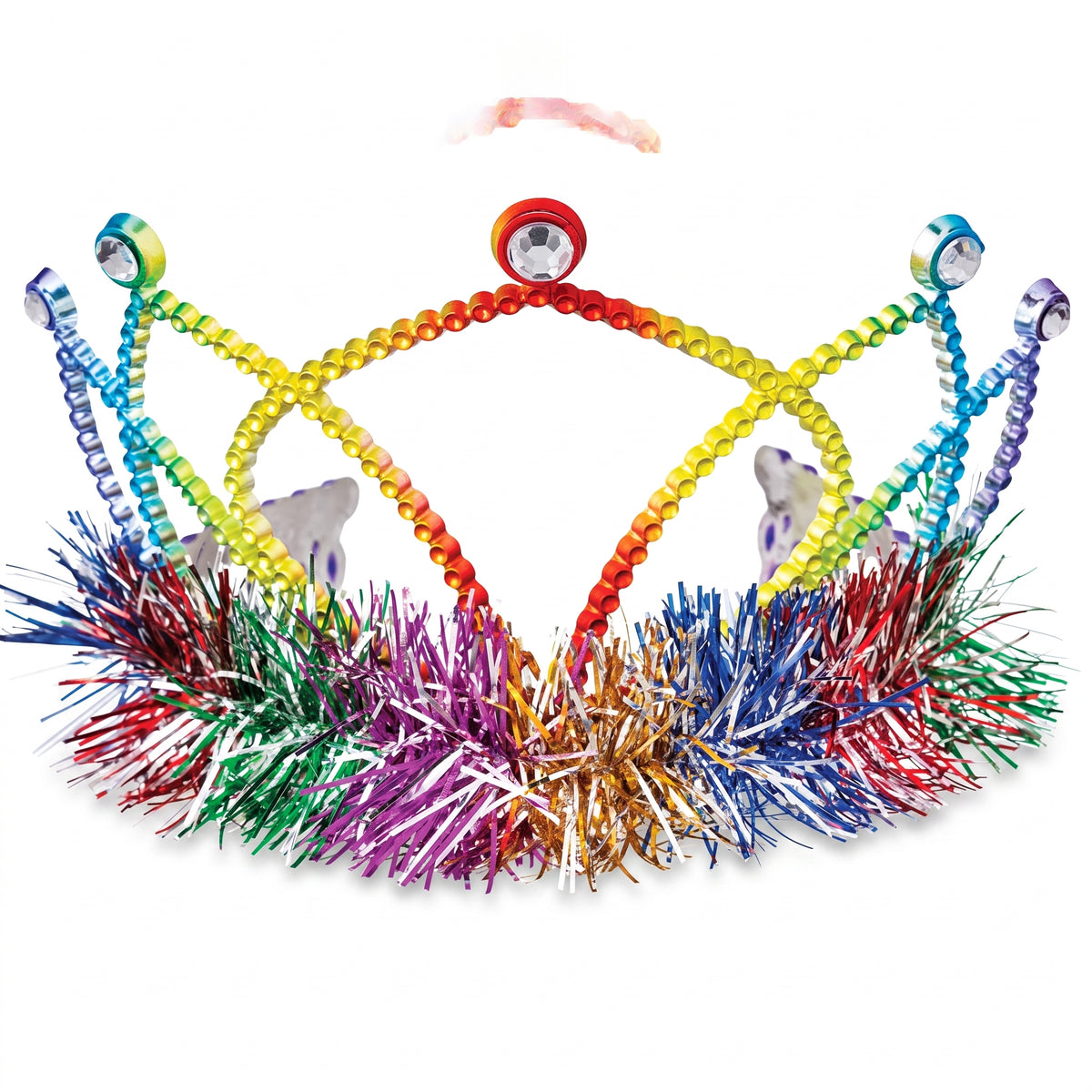 Rainbow Tinsel Tiara - Vibrant Team Spirit Crown