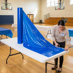 Jumbo Royal Blue Plastic Table Cover Roll - 40" x 250'