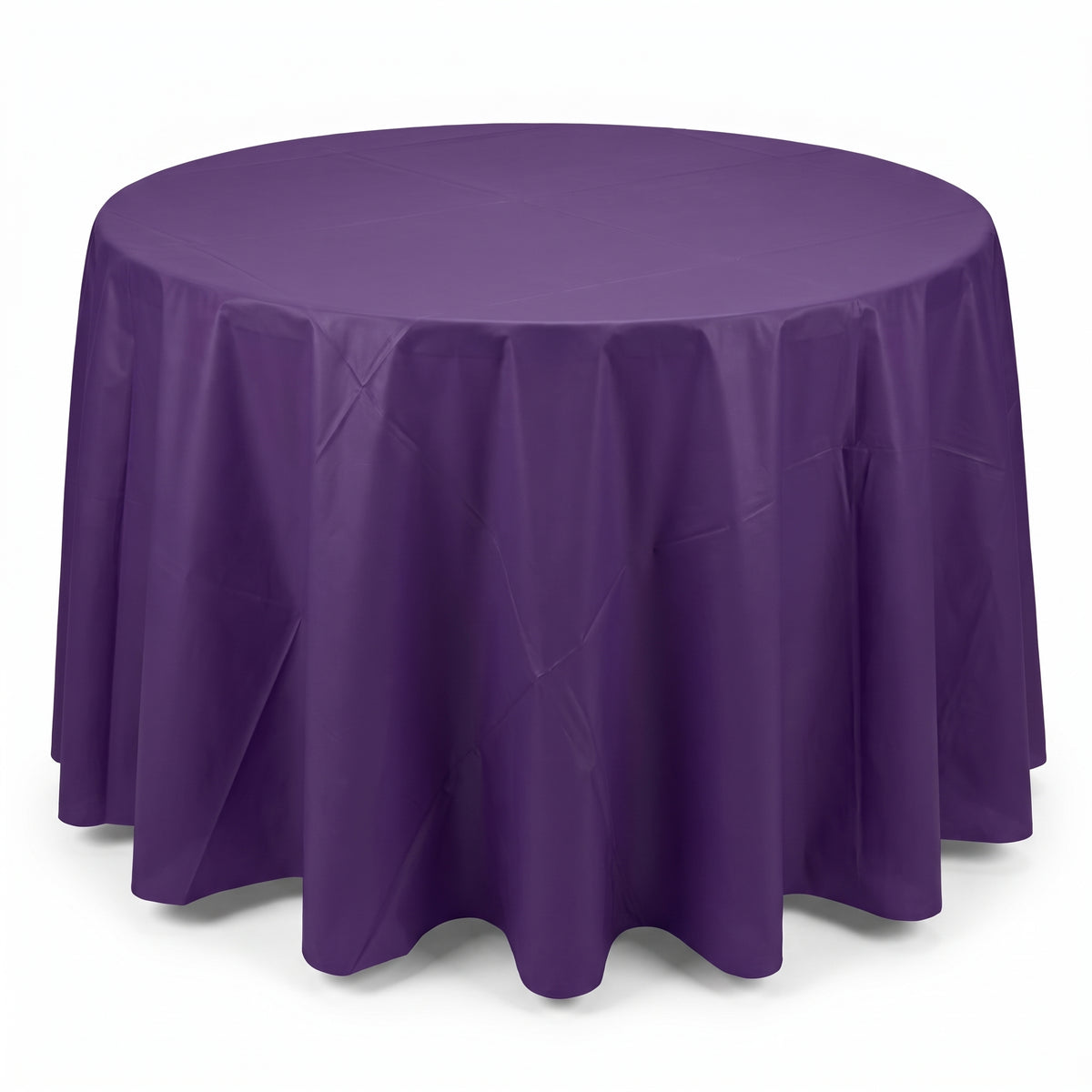 Elegant Purple Round Plastic Table Cover - 84"