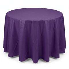 Elegant Purple Round Plastic Table Cover - 84"