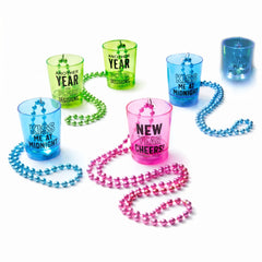 Light-Up New Year's Eve Shot Glass Necklaces, 6-Pack