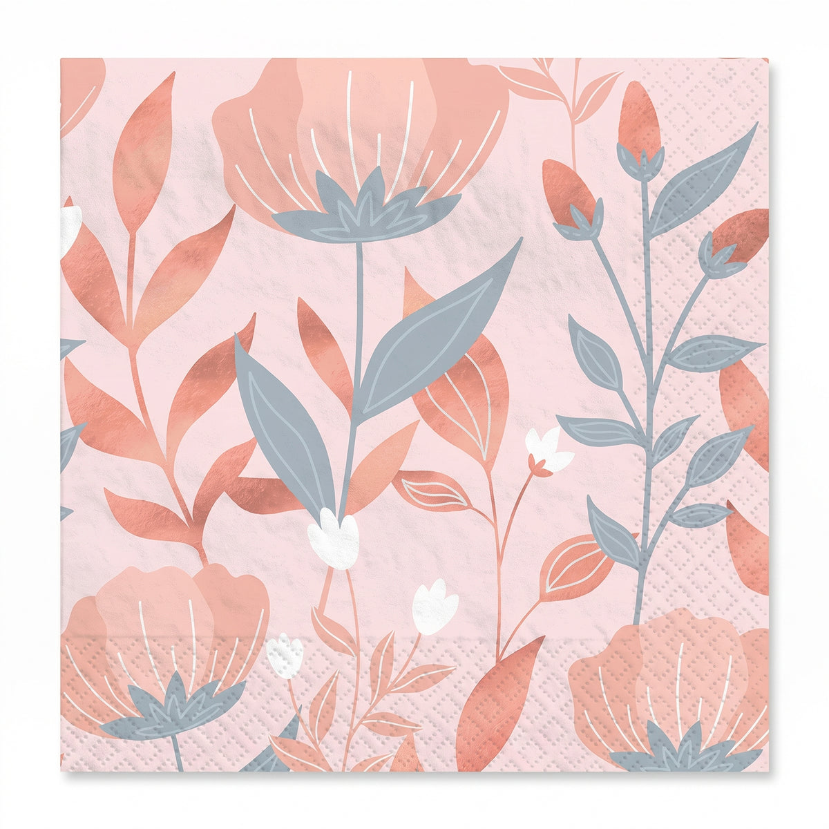 Rose Gold Floral Printed Luncheon Napkins - 6.5 in.