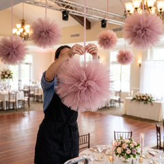 Elegant Love and Leaves Tulle Pom Pom Wedding Decoration