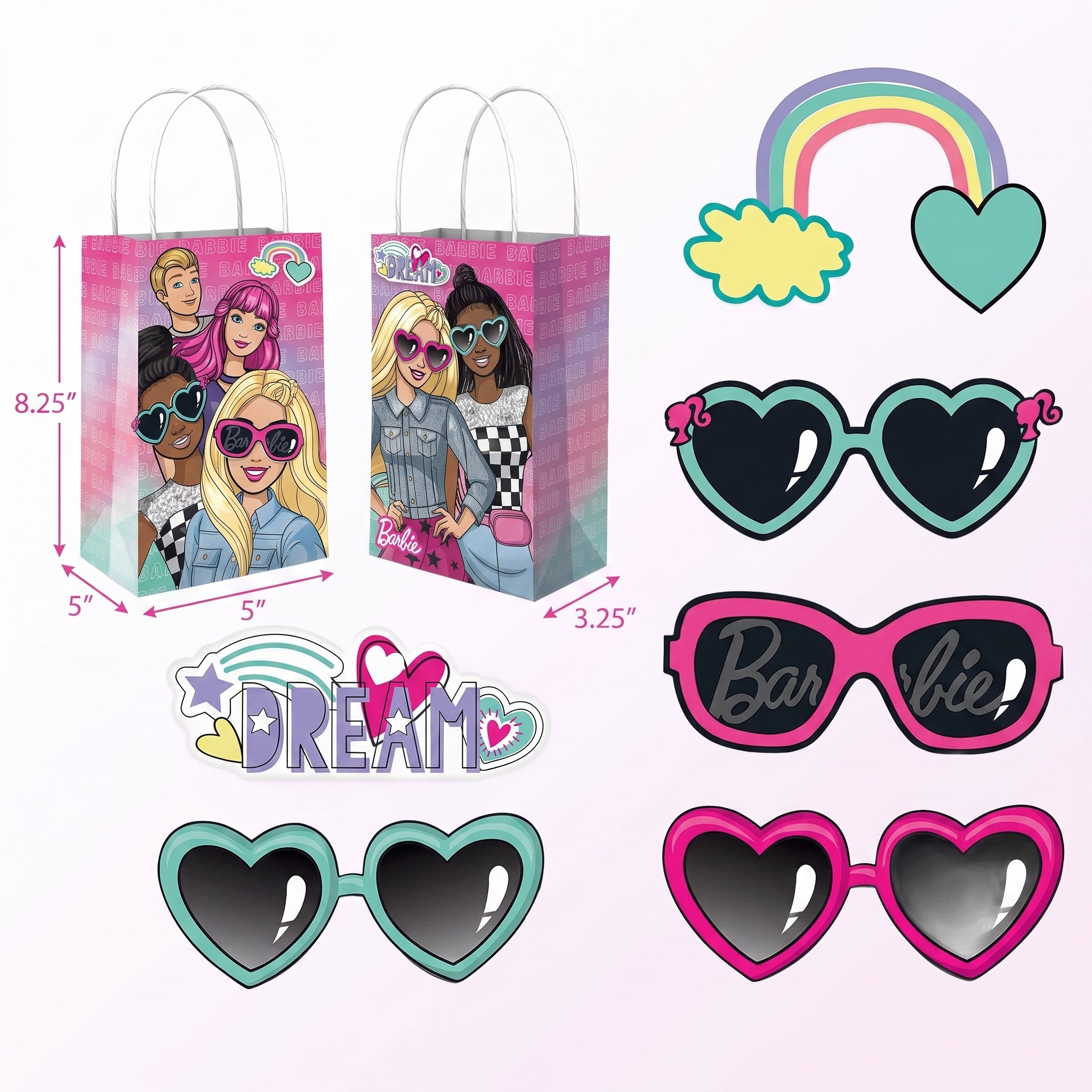 Barbie Dream Together Create Your Own Kraft Gift Bags, 8-Pack