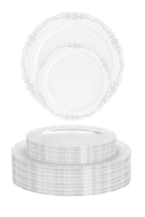 10 In. Clear Victorian Design Plastic Plates | 120 Count