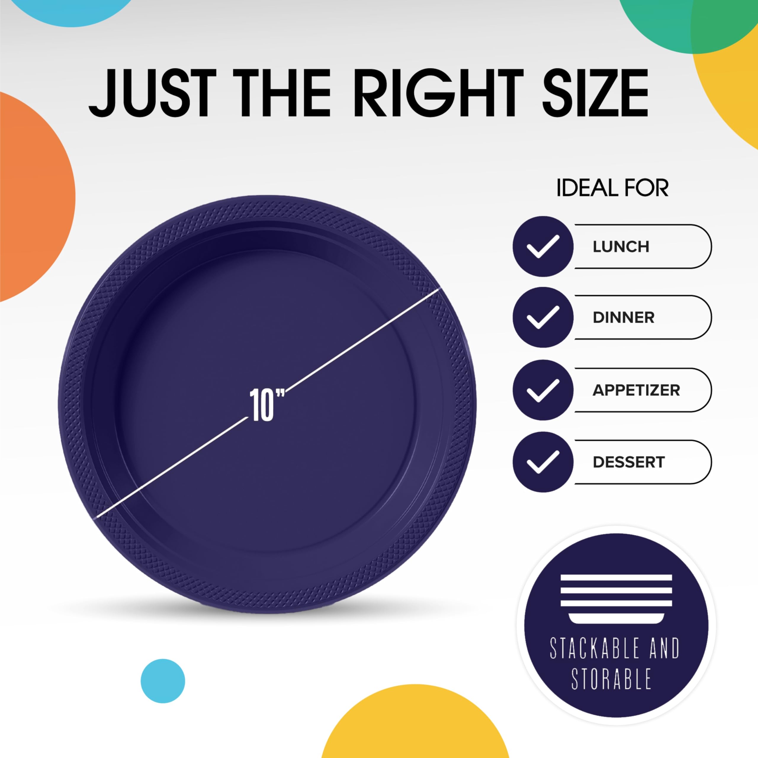 10 In. Navy Plastic Plates | Case of 600