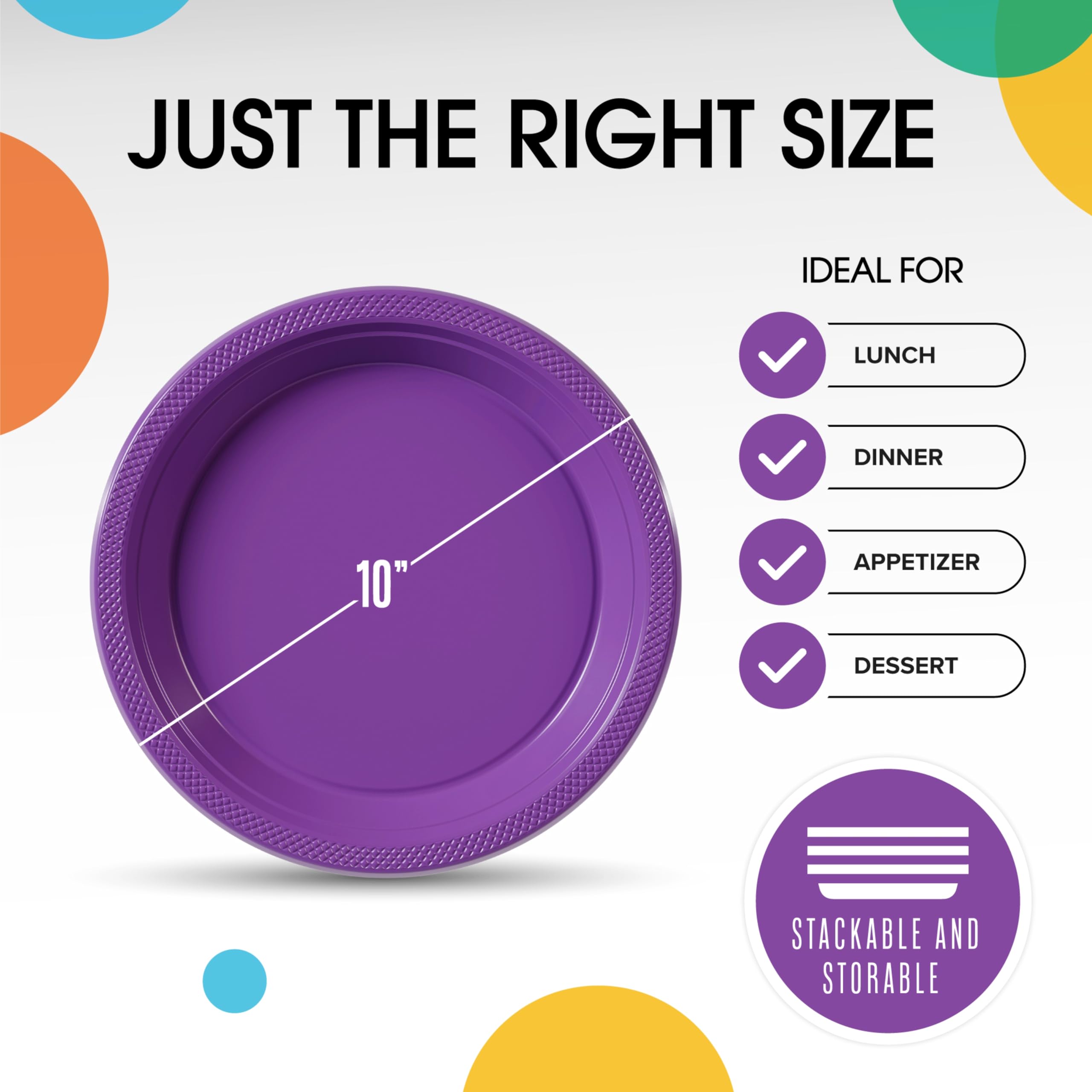 10 In. Purple Plastic Plates | Case of 600