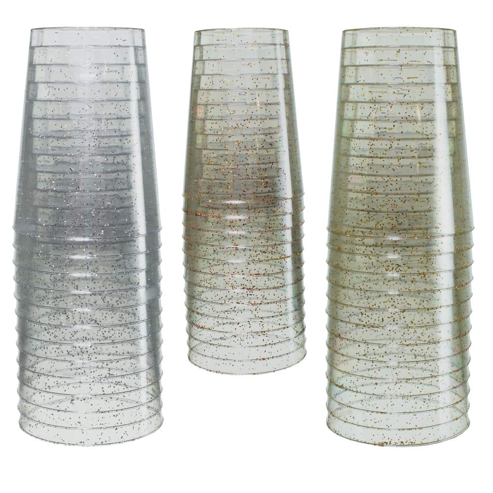 10 Oz. Gold Sparkle Plastic Tumblers | 20 Count