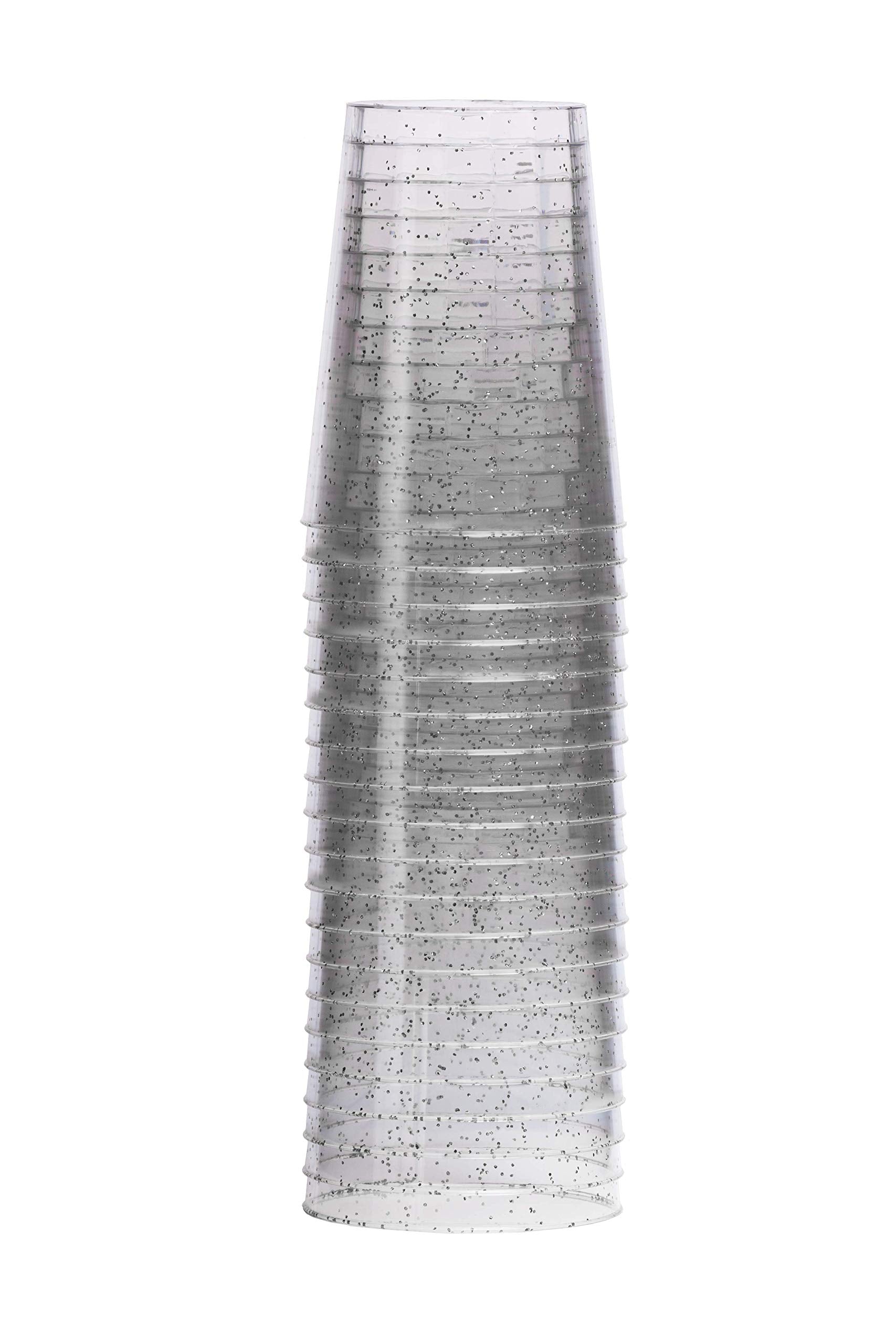 10 Oz. Silver Sparkle Plastic Tumblers | 20 Count