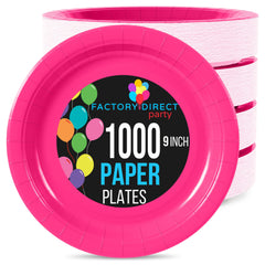 9 In. Hot Pink Paper Plates | Case of 1000