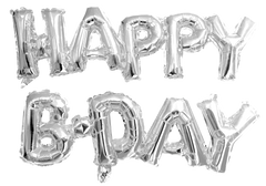 Happy Birthday Cursive Silver Balloon | 2 Count