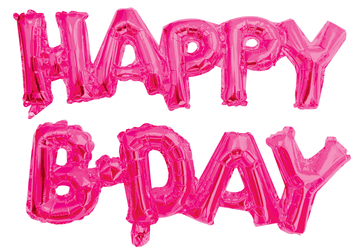 Happy Birthday Cursive 2Pc/Pack Pink Balloon