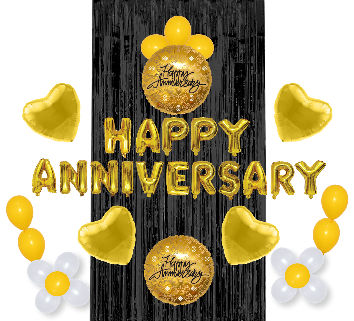 16" Happy Anniversary Total 40Pcs/Pack -Gold Balloon