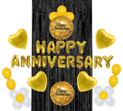 16" Happy Anniversary Total 40Pcs/Pack -Gold Balloon