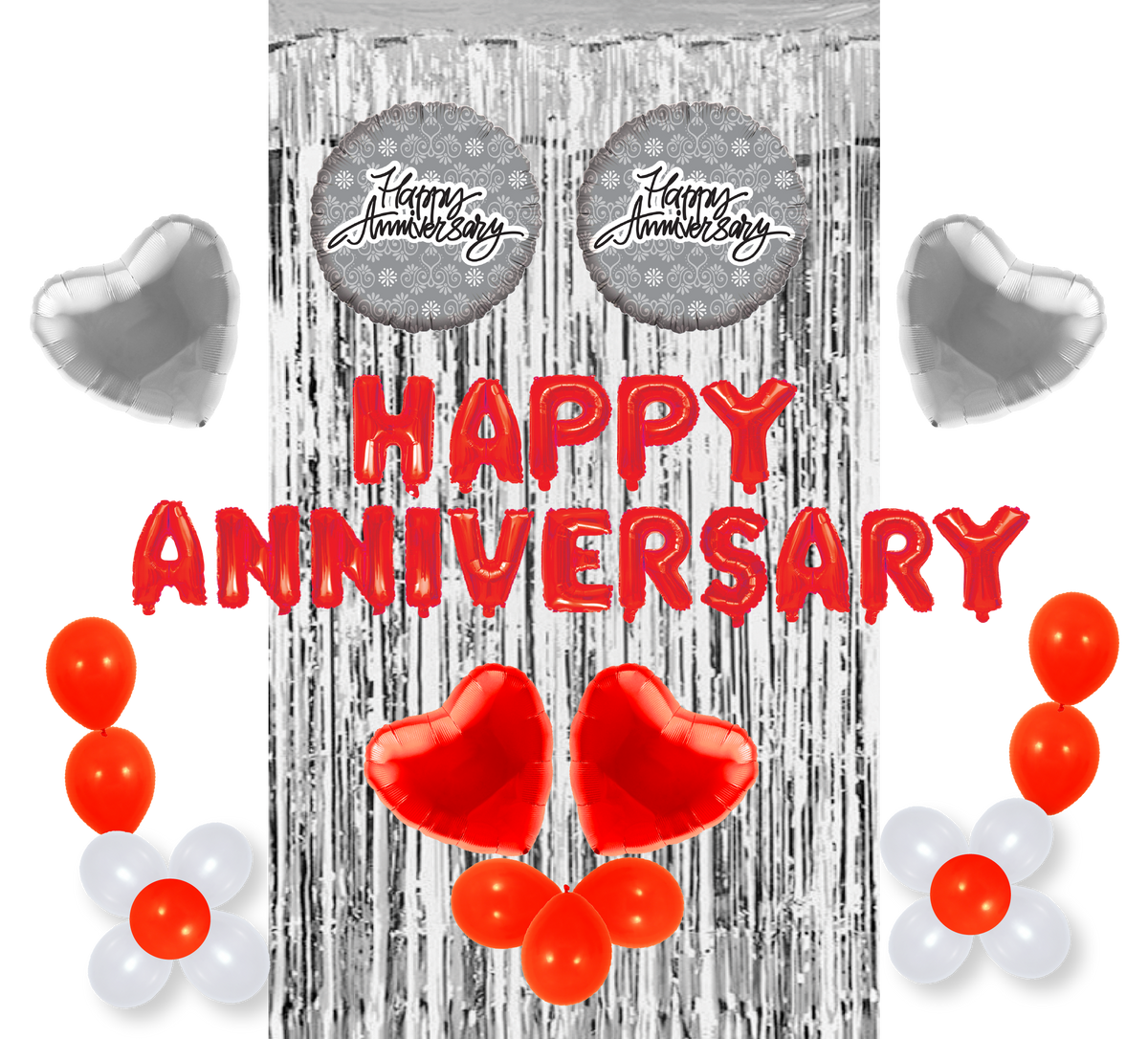 16" Happy Anniversary Total 40Pcs/Pack -Red Balloon