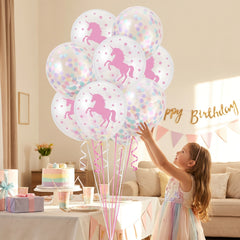 Enchanted Unicorn Confetti Latex Balloons, 12-Inch, 6-Pack
