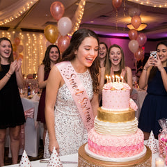 Elegant Reversible Sweet Sixteen Birthday Sash - Pink and White