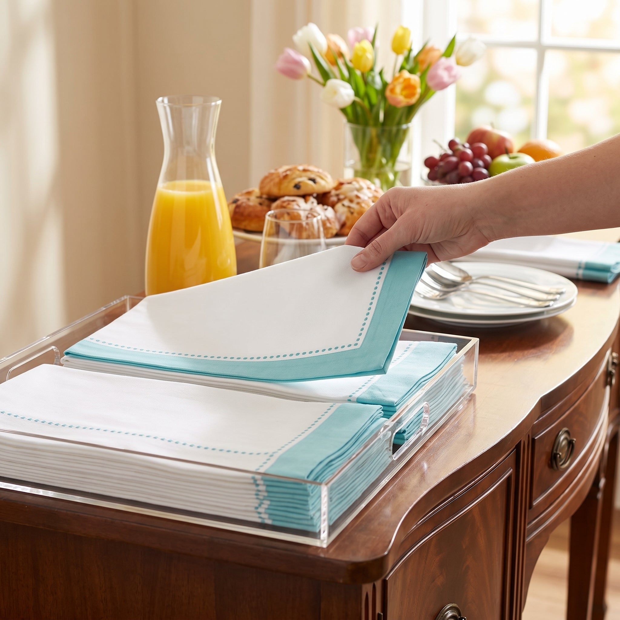 Premium Robin's Egg Blue Guest Towel Napkins - 20 Count