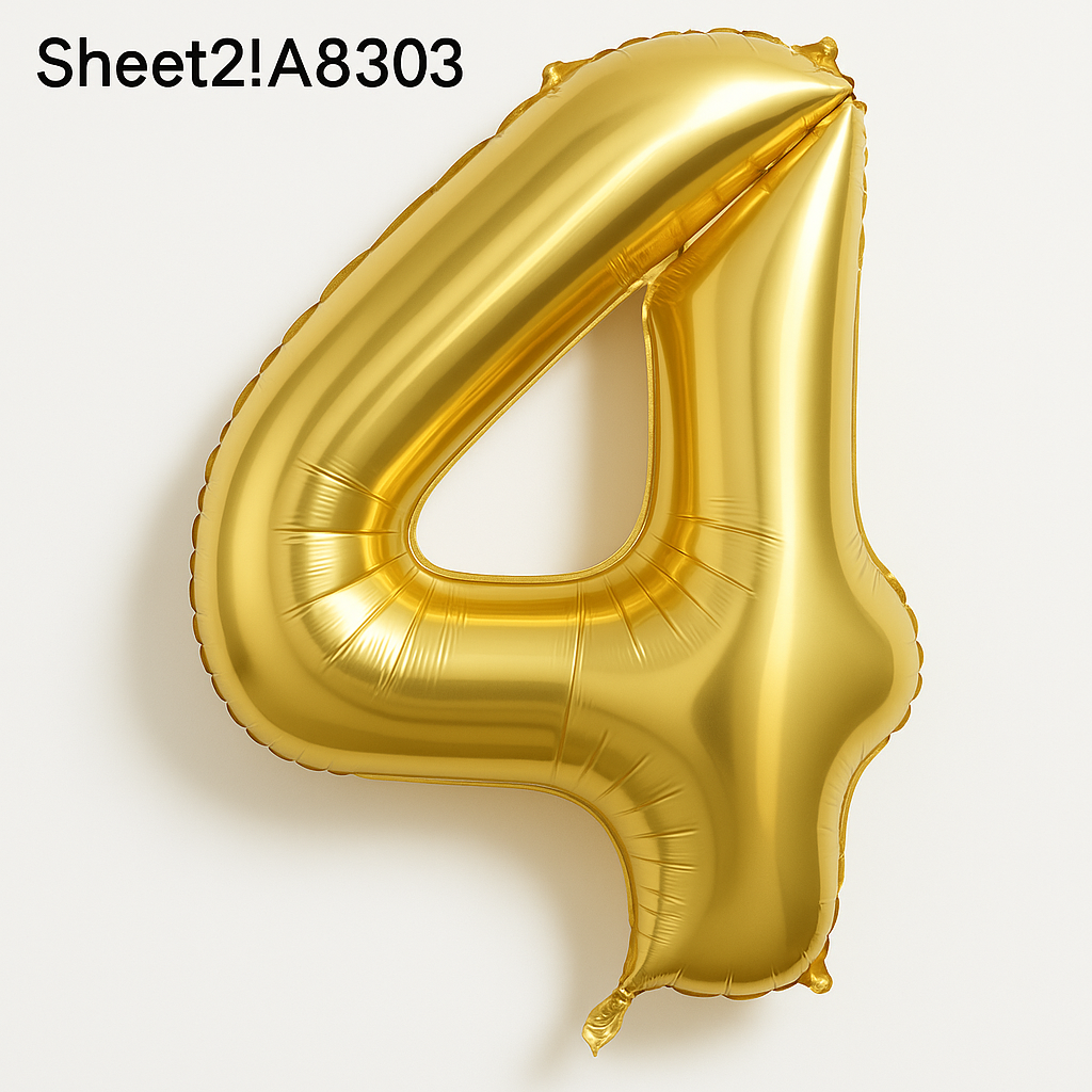 Large Gold Foil Number 4 Balloon