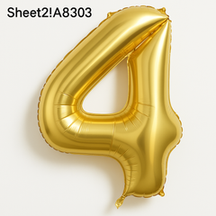Large Gold Foil Number 4 Balloon