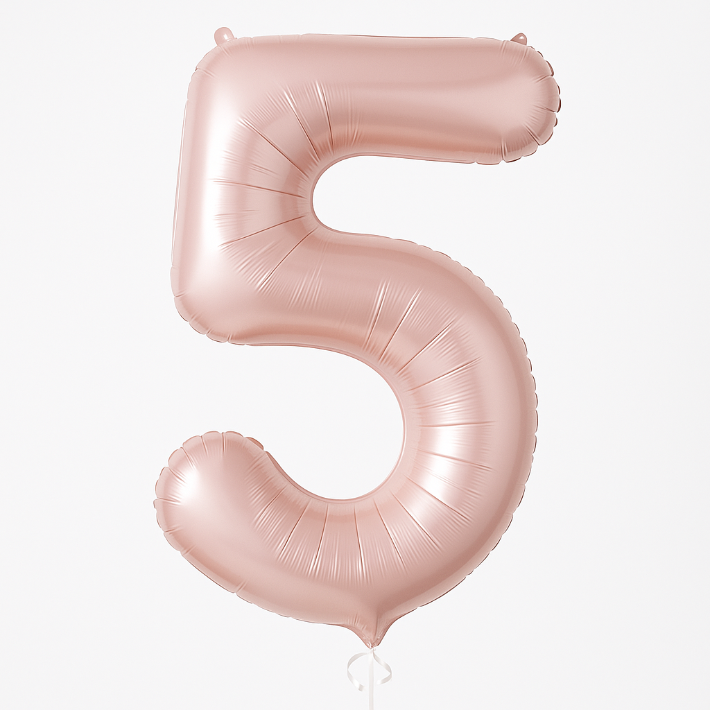 Blush Pink Metallic Number 5 Balloon