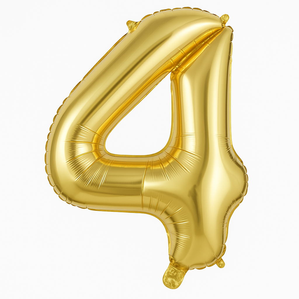Gold Metallic Number 4 Foil Balloon
