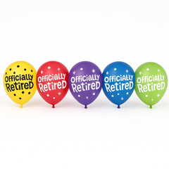 "Officially Retired" Latex Balloons - Multicolor, 12" - 15 Pack
