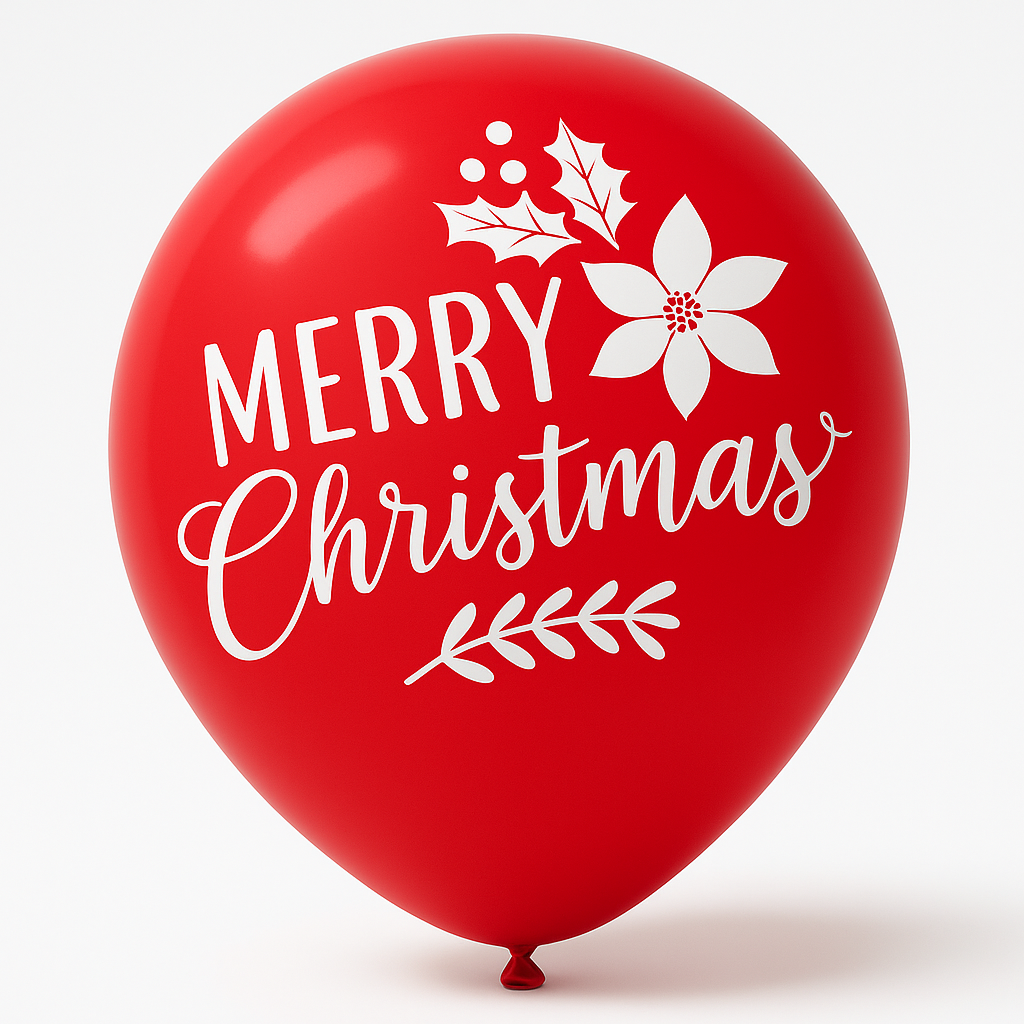 Festive Christmas Latex Balloons - 15 Pack
