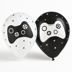 Gaming Controller Printed 12" Latex Balloons - Black & White