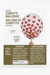 Heart Confetti Latex Balloons - 12" (6 Pack)